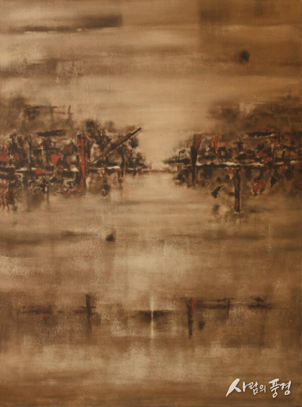 V. S. Gaitonde’s rare abstract masterpiece invites a state of profound meditation, where layered surfaces and silent tonal shifts transcend visual art to become an experience of pure inner stillness.